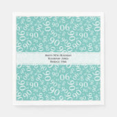 Serviette En Papier 90e anniversaire Cool Numéro Motif Turquoise/blanc (Devant)