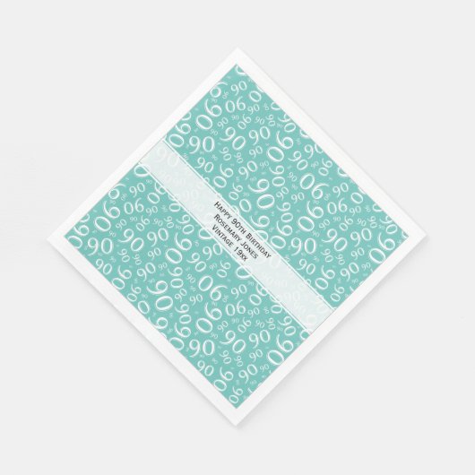 Serviette En Papier 90e anniversaire Cool Numéro Motif Turquoise/blanc (Coin)