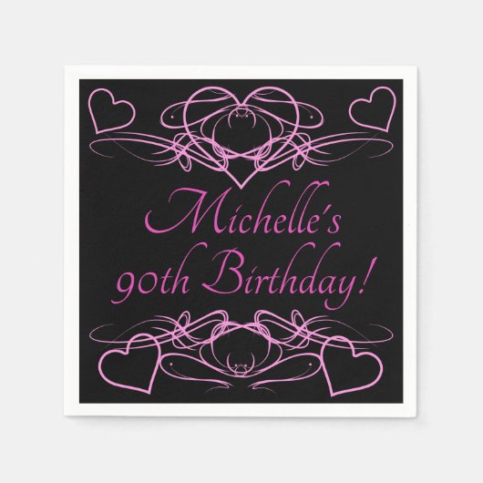 Serviette En Papier 90e anniversaire de la femme (Devant)