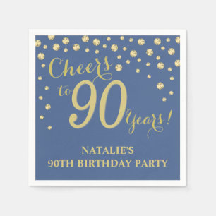 Serviette En Papier 90e anniversaire de la fête du Bleu et Diamant d'