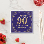 Serviette En Papier 90e anniversaire de la Parties scintillant marine (En situation)