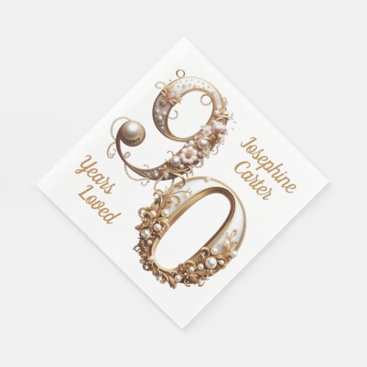Serviette En Papier 90e anniversaire Elegant Party (Coin)