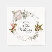 Serviette En Papier 90e anniversaire Elégante florale féminine Décembr (Devant)