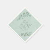 Serviette En Papier 90e anniversaire Eucalyptus Foliage Élégant Vert (Coin)