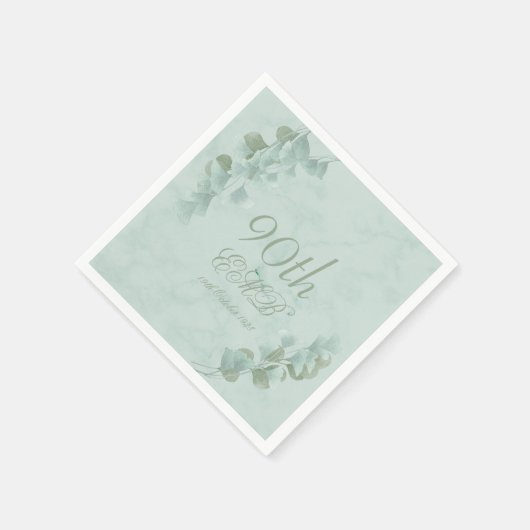 Serviette En Papier 90e anniversaire Eucalyptus Foliage Élégant Vert (Coin)