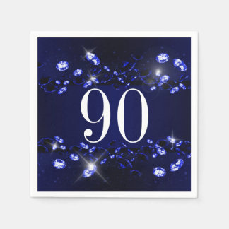 Serviette En Papier 90e anniversaire femme bleu noir brillant Diamant