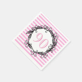 Serviette En Papier 90e anniversaire femme rose blanc noir Tourbillonn (Coin)