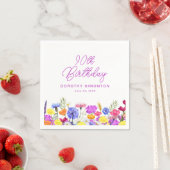 Serviette En Papier 90e anniversaire fête Fleur sauvage pourpre Person (En situation)