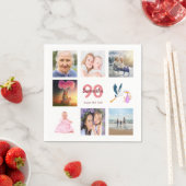 Serviette En Papier 90e anniversaire fête photo collage (En situation)