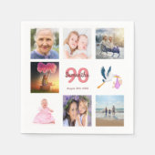 Serviette En Papier 90e anniversaire fête photo collage (Devant)