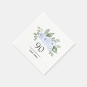 Serviette En Papier 90e anniversaire fête Rose bleu Eucalyptus (Coin)
