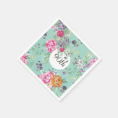Serviette En Papier 90e anniversaire Floral Anniversaire Bleu (Coin)