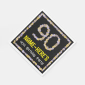 Serviette En Papier 90e anniversaire : Floral Flowers Numéro, Nom pers (Coin)