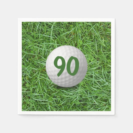 Serviette En Papier 90e anniversaire Golf Ball on Grass Napkins (Devant)