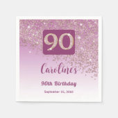 Serviette En Papier 90e anniversaire Joli Rose Parties scintillant d'o (Devant)