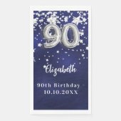 Serviette En Papier 90e anniversaire marine bleu argent étoiles (Devant)