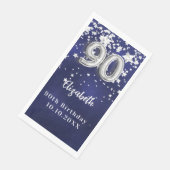 Serviette En Papier 90e anniversaire marine bleu argent étoiles (Coin)