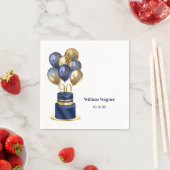 Serviette En Papier 90e anniversaire Marine Blue Balloon Cake (En situation)