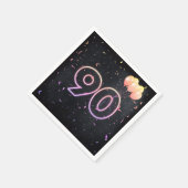 Serviette En Papier 90e anniversaire néon Connexion serviettes noires (Coin)