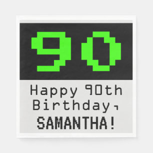 Serviette En Papier 90e anniversaire - Nerdy / Geeky Style "90" & Nom