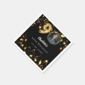 Serviette En Papier 90e anniversaire noir étoiles d'or photo (Coin)