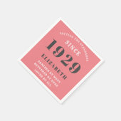 Serviette En Papier 90e Anniversaire Normes Né 1929 Rose Grey (Coin)