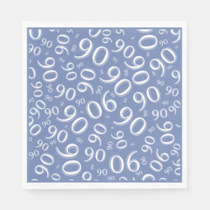 Serviette En Papier 90e anniversaire Numéro de fête Motif Bleu/Blanc