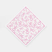 Serviette En Papier 90e anniversaire Numéro de fête Motif rose/blanc (Coin)