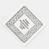 Serviette En Papier 90e anniversaire Numéro Motif pétoncles Noir/Blanc (Coin)