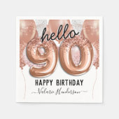 Serviette En Papier 90e anniversaire Parties scintillant rose Balloons (Devant)