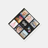 Serviette En Papier 90e anniversaire photo collage noir (Coin)