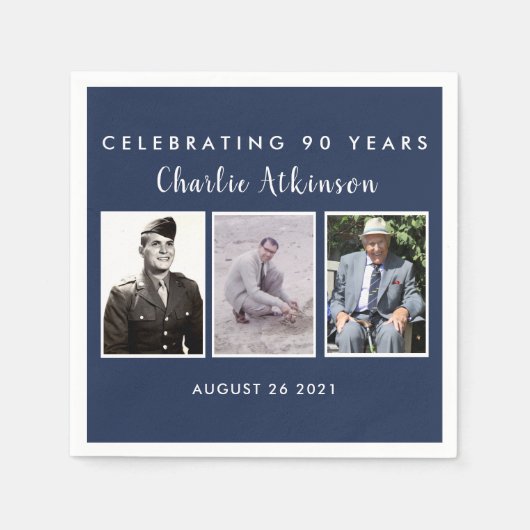 Serviette En Papier 90e anniversaire photo coller serviettes (Devant)