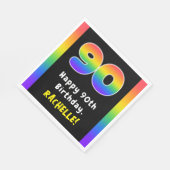 Serviette En Papier 90e anniversaire : Rainbow Spectrum # 90, Nom pers (Coin)