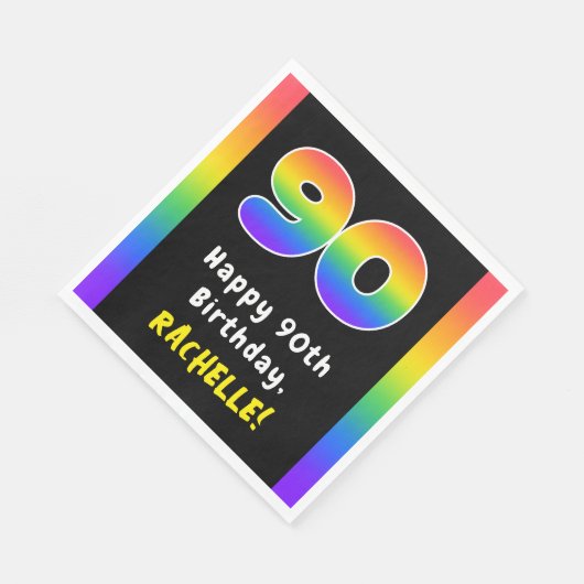Serviette En Papier 90e anniversaire : Rainbow Spectrum # 90, Nom pers (Coin)