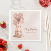 Serviette En Papier 90e anniversaire Rose Gold Cake (En situation)