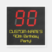 Serviette En Papier 90e anniversaire : Rouge Digital Clock Style "90"  (Devant)