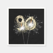 Serviette En Papier 90e anniversaire Sparklers de fête sur noir (Devant)