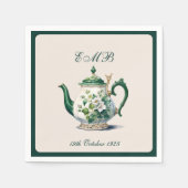 Serviette En Papier 90e anniversaire Tea Party Green Regency Anniversa (Devant)