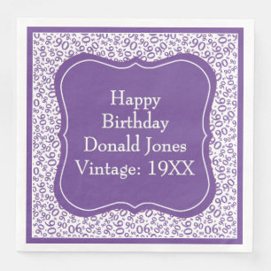 Serviette En Papier 90e anniversaire violet/blanc Motif numéro de supp