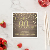 Serviette En Papier 90e fête d'anniversaire Bois rustique et Diamant d (En situation)
