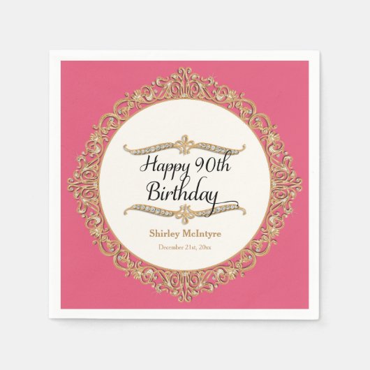 Serviette En Papier 90e Fête d'anniversaire joyeuse Décor (Devant)