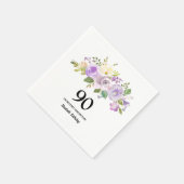 Serviette En Papier 90e fête d'anniversaire Purple Floral (Coin)