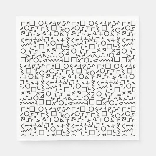 Serviette En Papier 90's Noir & Blanc Retro Shapes Motif (Devant)
