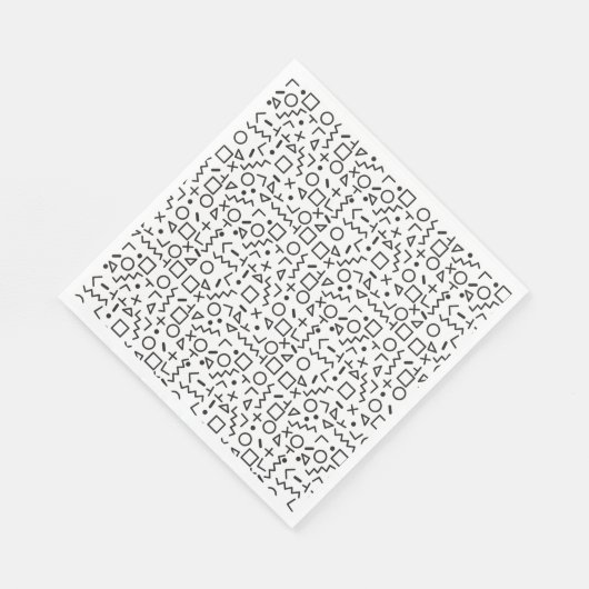 Serviette En Papier 90's Noir & Blanc Retro Shapes Motif (Coin)