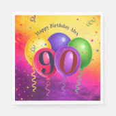 Serviette En Papier 90th Birthday Balloon Confetti Party (Devant)