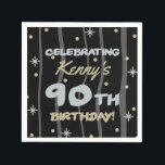 Serviette En Papier 90th Birthday Party Ajouter votre nom<br><div class="desc">Fêtez un anniversaire important avec ces fournitures personnalisables de fête d'anniversaire!</div>