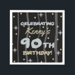 Serviette En Papier 90th Birthday Party Ajouter votre nom<br><div class="desc">Fêtez un anniversaire important avec ces fournitures personnalisables de fête d'anniversaire!</div>