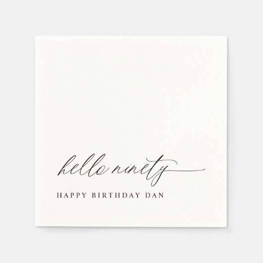 Serviette En Papier 90th Birthday Party Hello 90 Modern Milestone (Devant)