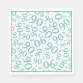Serviette En Papier 90th Birthday Party Numéro Motif Turquoise/blanc (Devant)