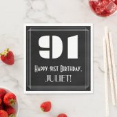 Serviette En Papier 91e anniversaire : Art Déco Inspiré Look "91" + No (En situation)